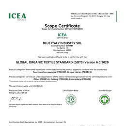 Blueitaly™ story: GOTS – certificazione – prima certificazione giugno 2020 - rinnovo giugno 2021 - www.blueitaly.org