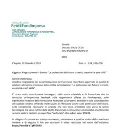 Blueitaly™ for: “LE PROFESSIONI DEL FUTURO” Tra tech, creatività e soft skills - Fondimpresa Articolazione Territoriale Abruzzo - 04/12/2024 L’Aquila - www.blueitaly.org